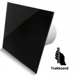 Pro-Design badkamer/toilet ventilator - TREKKOORD (KW100W) - Ø 100mm - vlak GLAS - glans zwart