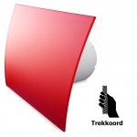 Pro-Design badkamer/toilet ventilator - TREKKOORD (KW100W) - Ø 100mm - gebogen GLAS - mat rood