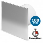 Pro-Design badkamer/toilet ventilator - MET TIMER (KW100T) - Ø100mm - RVS vlak
