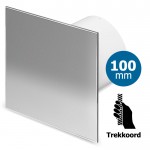 Pro-Design badkamer/toilet ventilator - TREKKOORD (KW100W) - Ø 100mm - RVS vlak